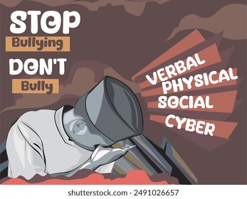 stop bullying banner.  reject bullying.  child friendly school.  vector illustration