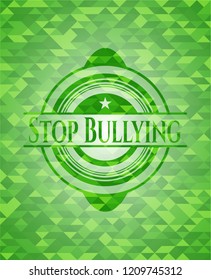 Stop Bullying green emblem with mosaic background