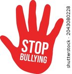 Stop Bullying Hands Icon Vector Illustration. No Bullying Red Hands Icon Illustration Symbol for poster, clip art, etc. Social problem. Stop Violence