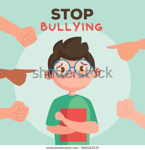 Stop Bullying Hands Pointing Sad Boy Stock Vector (Royalty Free ...