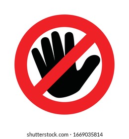 Stop bullying icon isolated on white. No or stop symbol illustration. handprint vector flat silhouette.