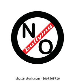 Stop bullying icon isolated on white. No or stop symbol illustration in circle.