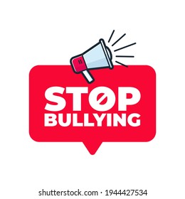 Stop bullying with megaphone. Badge with icon.