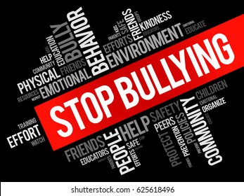 Stop Bullying is a movement to create safer, more respectful, and supportive environments for everyone, word cloud concept background