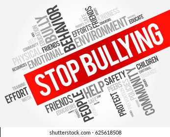 Stop Bullying is a movement to create safer, more respectful, and supportive environments for everyone, word cloud concept background