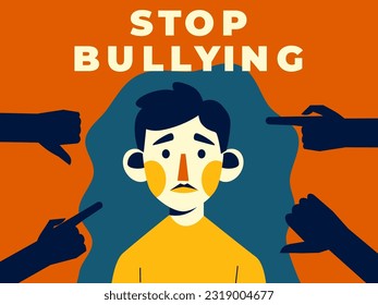 Stop bullying poster and flyer flat illustration