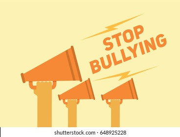 Stop Bullying Posters Illustration With Hands Holding A Megaphone