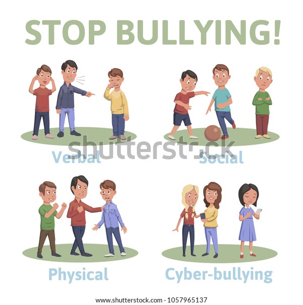 Stop Bullying School 4 Types Bullying Stock Vector Royalty Free