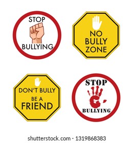 Stop Bullying Sign. Four Variations Vector 