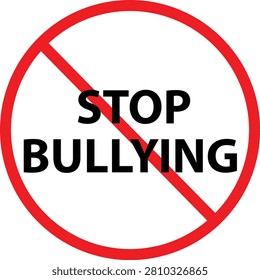 Stop bullying sign. No bullying zone. No bullying label. flat style.