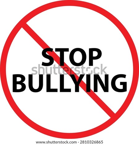 Stop bullying sign. No bullying zone. No bullying label. flat style.