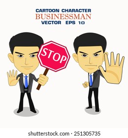 Stop ,businessman cartoon  Character in vector