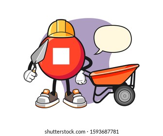Stop button builder with speech bubble cartoon. Mascot Character vector.