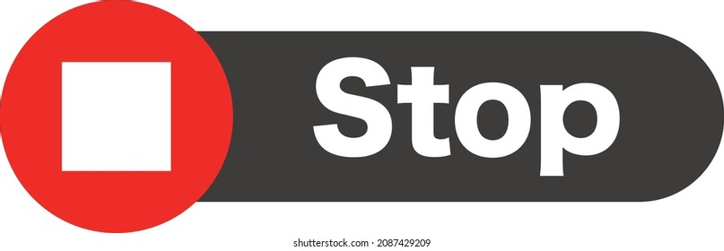 Stop button and STOP character logo. vector.