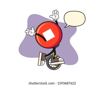 Stop button clown with speech bubble cartoon. Mascot Character vector.