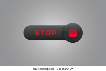 Stop button dark with red elegant design for web, UI, app illustration.