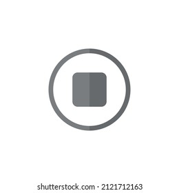 Stop button grey flat vector icon