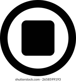 Stopp-Button-Symbol - Schwarzes Quadrat-Mediensymbol