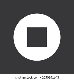 Icono del botón Detener en fondo gris