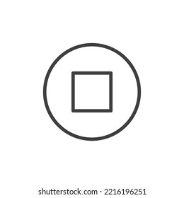 stop button icon. User interface menu stop button icon concept thin line style