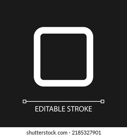 Stop button pixel perfect white linear ui icon for dark theme. Music player. Playing multimedia. Vector line pictogram. Isolated user interface symbol for night mode. Editable stroke. Arial font used