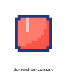 Stop button pixelated RGB color ui icon. Music player bar. Play multimedia file. Simplistic filled 8bit graphic element. Retro style design for arcade, video game art. Editable vector isolated image