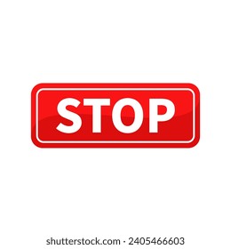 Stop Button In Red Rectangle Shape With White Line For Action Website Interface Business Marketing Social Media Information Sign
