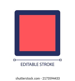 Stop button red RGB color ui icon. Pause playing. Multimedia player control. Simple line element. GUI, UX design for mobile app. Vector isolated pictogram. Editable stroke. Arial font used