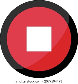 Botón Detener. Icono del reproductor de medios simple rojo. vector.