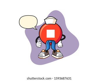 Stop button sailor man with speech bubble cartoon. Mascot Character vector.