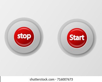 Stop button and start button icons. Vector buttons