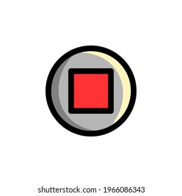 Stop Button User Interface Outline Icon Logo Vector Illustration
