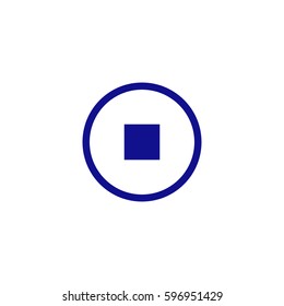 stop button vector icon. Blue icon