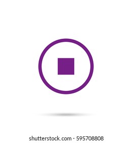stop button vector icon. Violet icon and gray shadow 