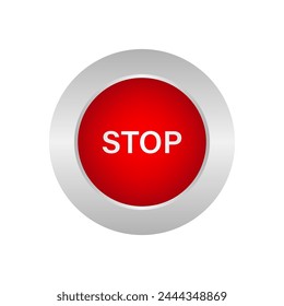 Stop Button. Vector Illustration Isolated on White Background. 