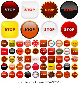 Stop button. Vector set for web.