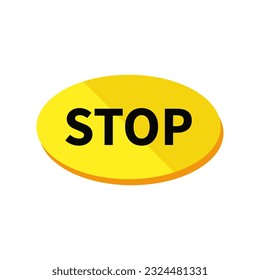 Stop Button In Yellow Duo Tone Oval Shape
