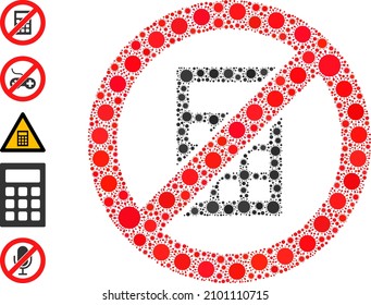 Stop calculator mosaic icon. Vector collage is done of scattered Covid-2019 icons. Bacilla mosaic stop calculator icon, and additional icons. Stop calculator collage for breakout templates.