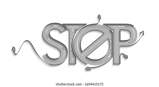 Detener la línea caligráfica Arte Texto de la compra ilustración vectorial Diseño.