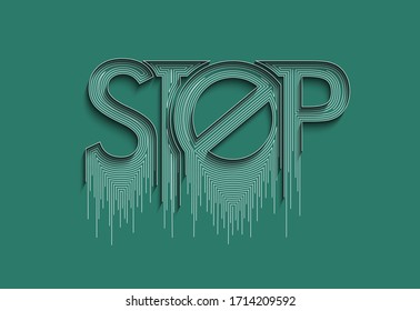 Stop Calligraphic line art Text shopping poster vector illustration Design.