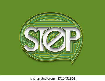Stop Calligraphic line art Text shopping poster vector illustration Design.