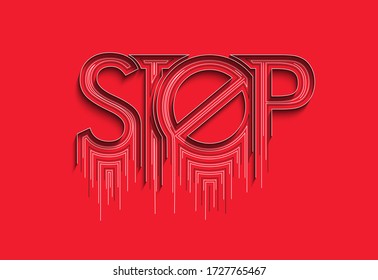 Parar la línea caligráfica Arte Texto Compra de afiche ilustración vectorial Diseño.