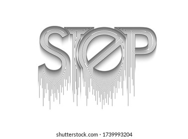 Stop Calligraphic line art Text shopping poster vector illustration Design.