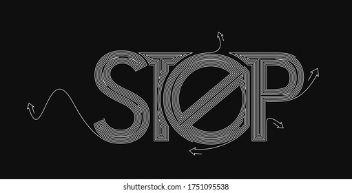 Parar la línea caligráfica Arte Texto Compra de afiche ilustración vectorial Diseño.