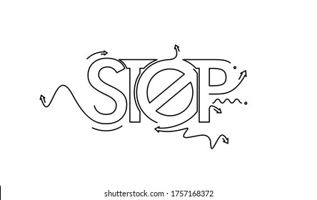 Parar la línea caligráfica Arte Texto Compra de afiche ilustración vectorial Diseño.