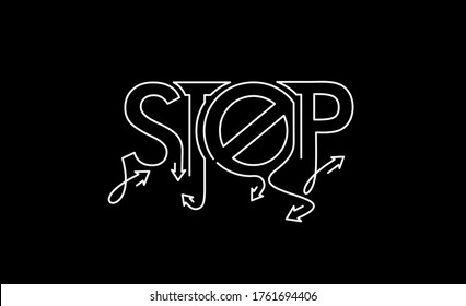 Parar la línea caligráfica Arte Texto Compra de afiche ilustración vectorial Diseño.