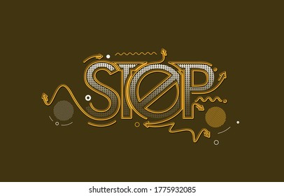 Parar la línea caligráfica Arte Texto Compra de afiche ilustración vectorial Diseño.