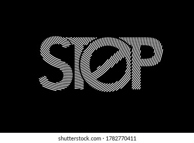 Stop Calligraphic line art Text shopping poster vector illustration Design.