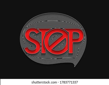 Parar la línea caligráfica Arte Texto Compra de afiche ilustración vectorial Diseño.