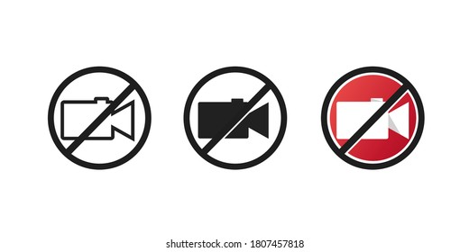 Detener la línea de conjunto de iconos de la cámara, sólido, gradiente ilustración vectorial